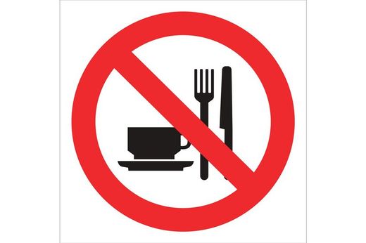 Señal prohibido solo pictograma - prohibido comer y beber