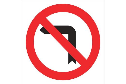 Señal prohibido solo pictograma - prohibido girar izquierda