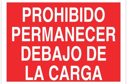 Señal prohibido solo texto - prohibido permanecer debajo de la carga ...