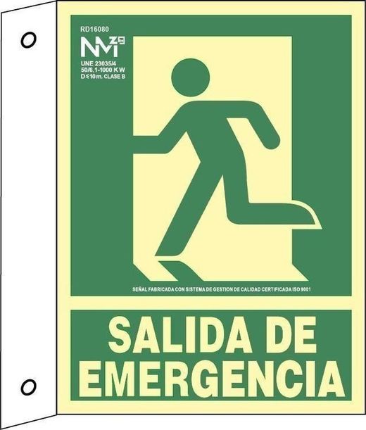 Señal salida de emergencia banderola luminiscente clase b 224x224mm