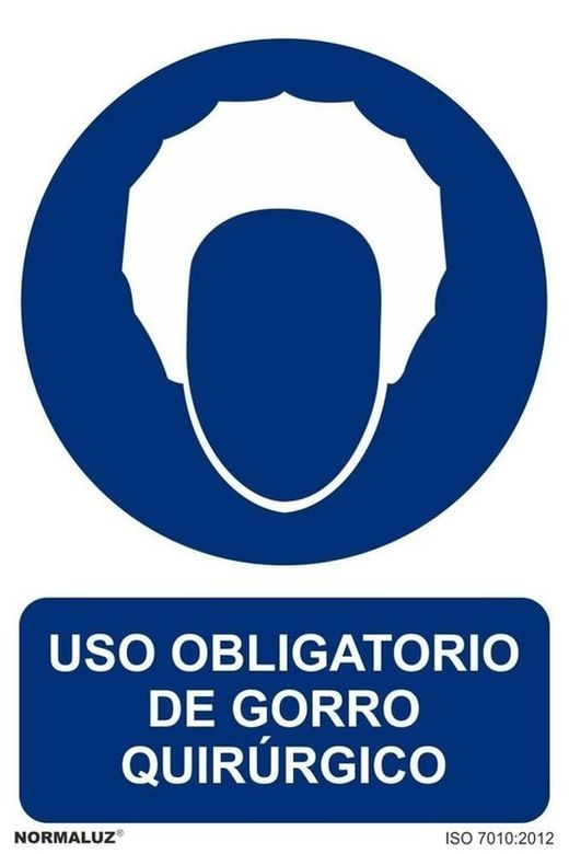 Señal uso obligatorio de gorro quirúrjico con tintas uv