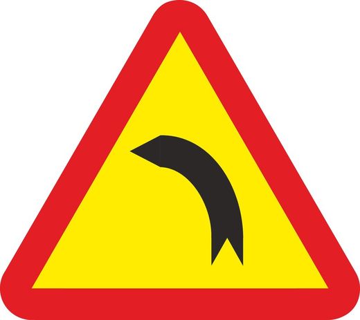 Señal vial metálica curva peligrosa hacia la izquierda lado 700 mm