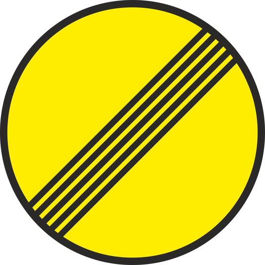 Señal vial metálica fin de prohibiciones diámetro 500 mm