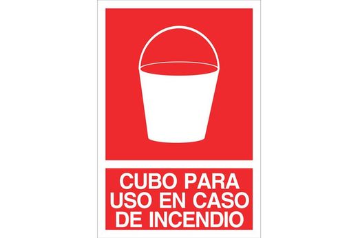 Señalización seguridad pictorama y texto - cubo para uso en caso de incendio