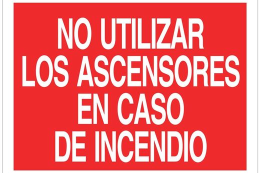 Señalización seguridad solo texto - no utilizar ascensores en caso incendio