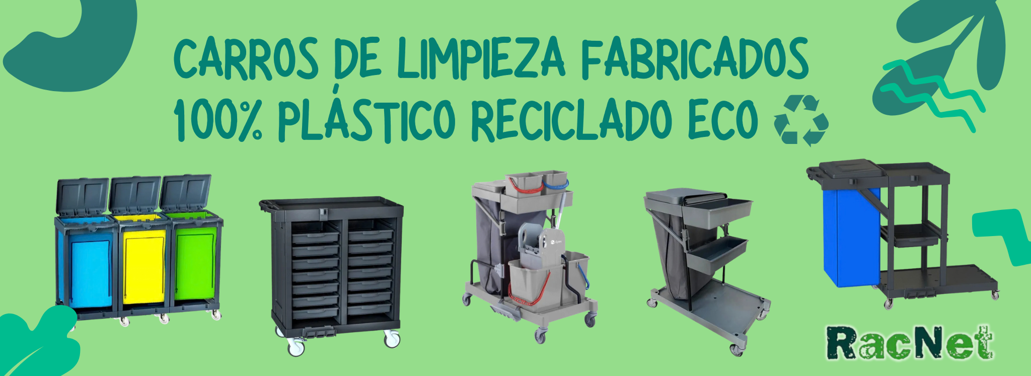 Carros de Limpieza fabricados 100% plástico reciclado ECO